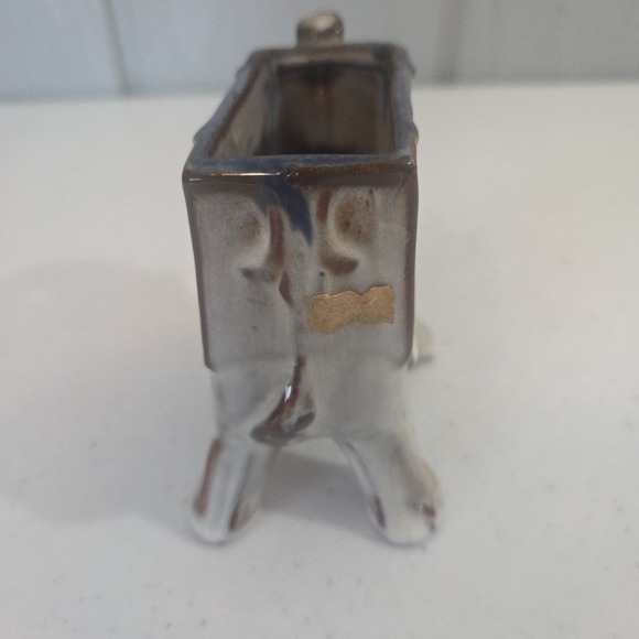 Vintage Glazed Ceramic Elephant Succulent Air Plant Planter Numbered Blue Brown - Picture 4 of 11